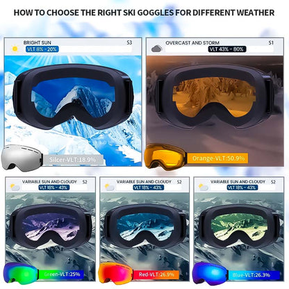 Double Layer Anti-Fog UV400 Ski Goggles