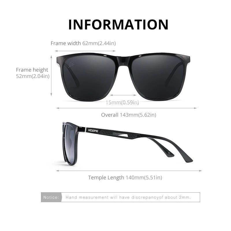 KDEAM Strong Spring Hinges Coating Polarized Sunglasses Men Light TR90 Frame Sun Glasses with Aluminum Magnesium Legs