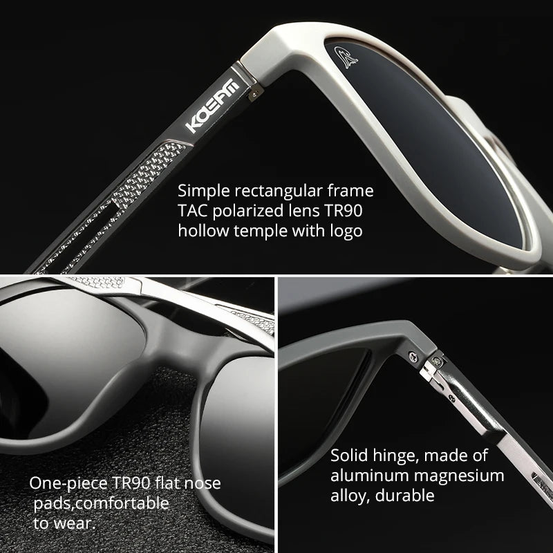 KDEAM Strong Spring Hinges Coating Polarized Sunglasses Men Light TR90 Frame Sun Glasses with Aluminum Magnesium Legs