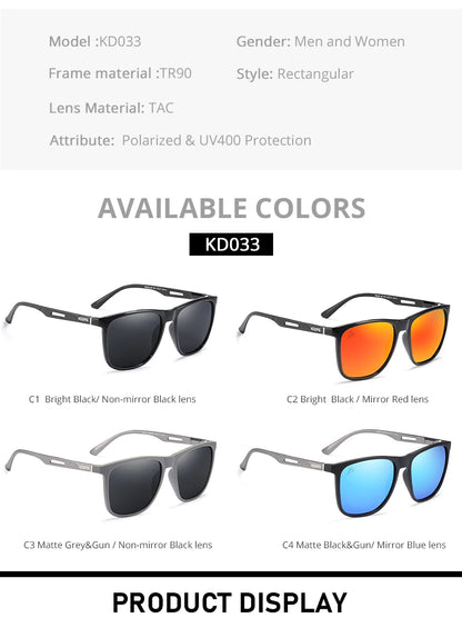 KDEAM Strong Spring Hinges Coating Polarized Sunglasses Men Light TR90 Frame Sun Glasses with Aluminum Magnesium Legs