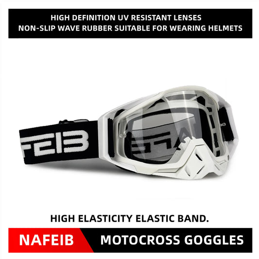 NAFEIB Motorcycle Motocross Sunglasses, Windproof & Shatter-Resistant Goggles for MTB, ATV & Off-Road Sports